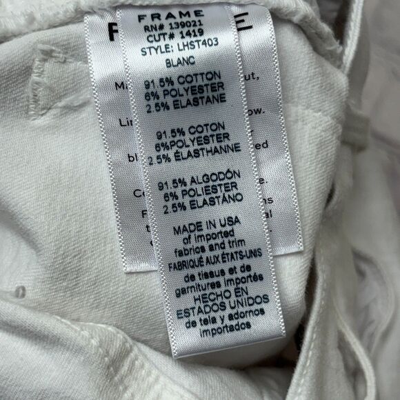 Frame Women Le High Straight Jeans Size 24 White Denim C032 -30 - Picture 12 of 16